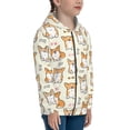 thumbnail image 5 of Pofeuu Cartoon Corgi Print Teenage Zipper Hoodie Sweatshirts Hooded Casual Jackets With Pocket For Boys Girls-Small, 5 of 6
