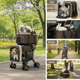 thumbnail image 5 of XunKA Foldable Double Pets Stroller for Dogs and Cats, Double Strollers with Detachable Carriers Foldable Pet Travel Jogger Stroller Removable Cat Carrier Bag for Small Medium Dogs Up to 60Lbs,Brown, 5 of 10