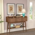 thumbnail image 6 of Lisicues Console Table with 3 Drawers, Entryway Table with Storage Shelf, Narrow Wood Sofa Table, 6 of 9