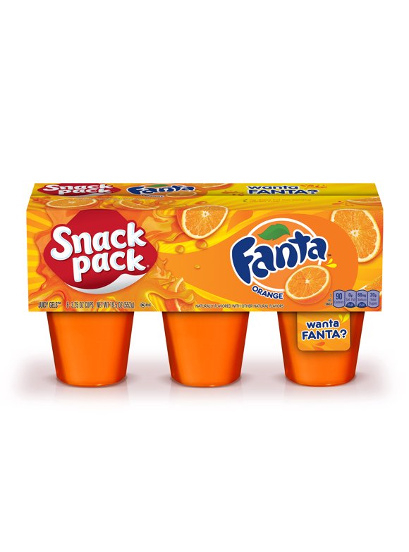 Snack Pack Fanta Orange Flavored Juicy Gels, 6 Count Snack Cups