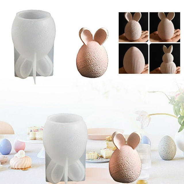 Huluwajiuyeye Face Cutouts Baking Rings Set Copper Cookie Christmas DIY Easter Striped Rabbit Plaster Ornaments Candle Striped Double Bunny Candle Silicone