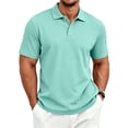 thumbnail image 2 of Men's Quick Dry Tactical Polo Shirt, Lightweight Breathable Performance Polo, Short Sleeve UPF 50+ Outdoor Golf Shirt Cyan L, 2 of 9