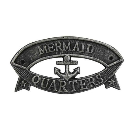 Door Plaques For Home Antique Silver Cast Iron Mermaid Quarters Sign 8