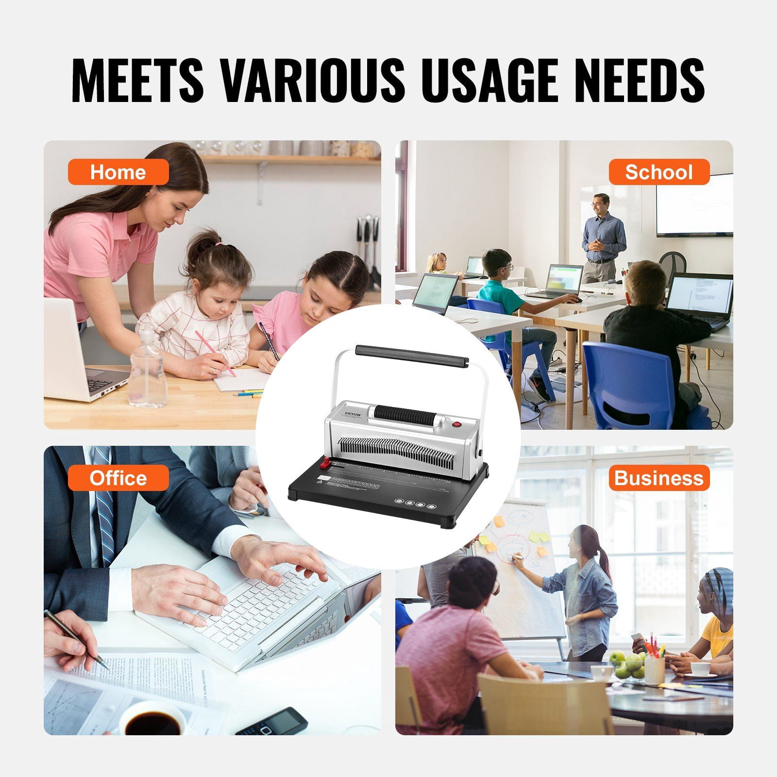 HCY Coil Spiral Binding Machine, Manual Book Maker with Electric Binding, 46-Holes Binding 500 Sheets Punch Binder, with 100pcs 5/16'' Coil Binding Spines, for Letter Size, A4, A5