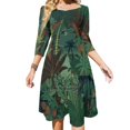 thumbnail image 1 of Robe Dos Nu à Lacets Vert du Crépuscule Robe Col Carré Robe Imprimée Mode 6TG Plantes Tropicales Humides Nature Vert Nuit, 1 of 5