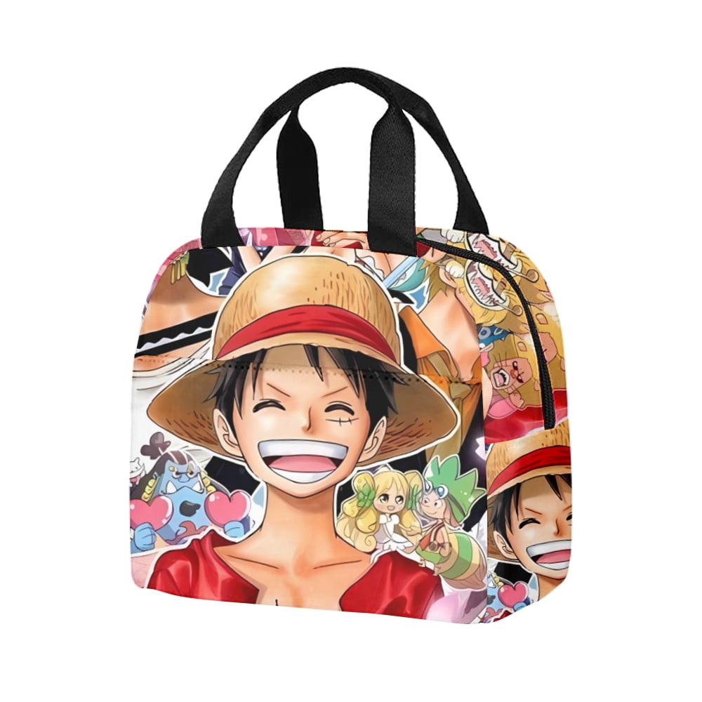 Luffy And Zoro One Piece Lunch Bag Portable Insulated Canvas Cooler Anime Thermal Cold Picnic