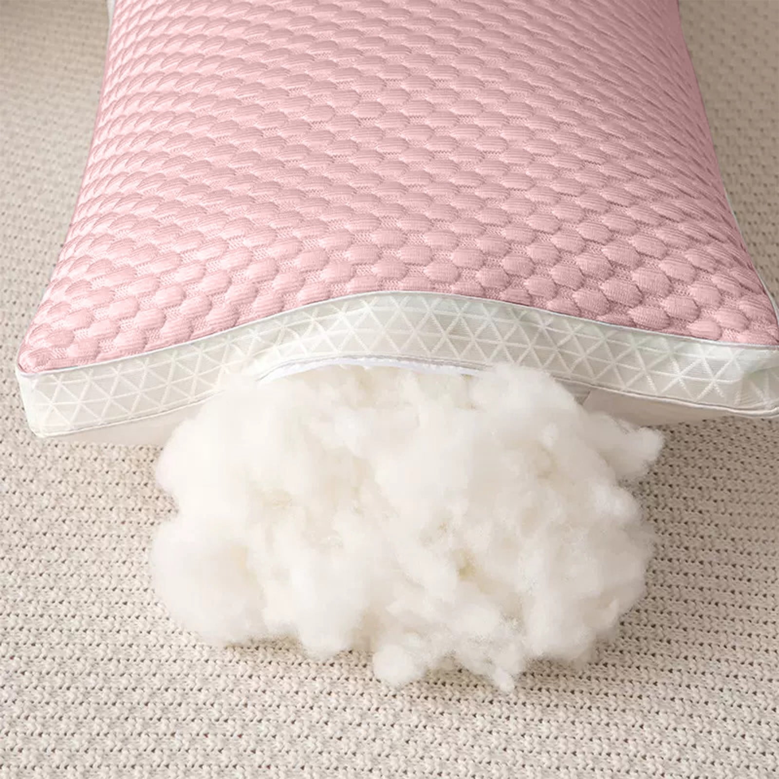 EazyTech Breathable Queen Cooling Pillow for Summer, Silk Pillow for Neck Head Support ,Adjustable Cervical Pillow with Removable Cover, 20x30 Inches Pink