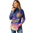 thumbnail image 6 of Mardi Gras Shirts Womens Sparkly Glitter Long Sleeve Blouse Carnival Mock Neck Novelty Tops Saffron XL, 6 of 6