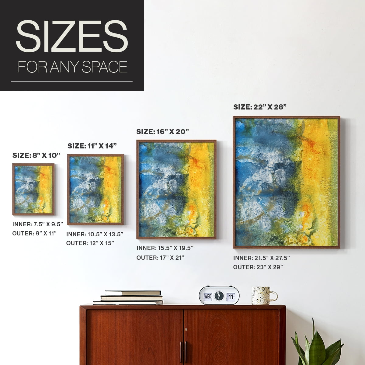 Aquatic Energy II Framed Print in Brown Solid Wood Framed Print No Nail Hanging