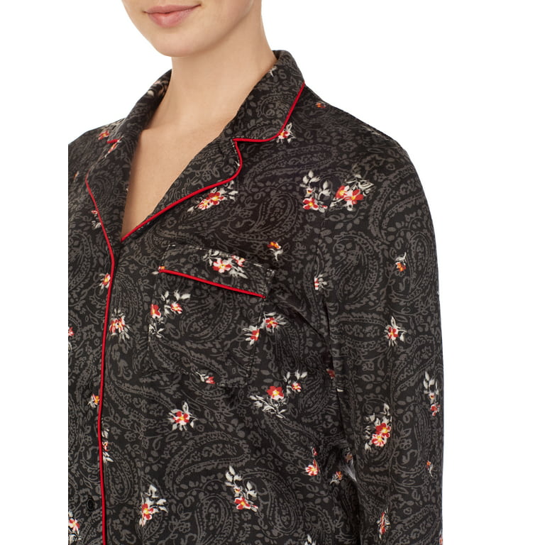 Secret Treasures Women's and Women's Plus Stretch Velour Long Sleeve Notch  Collar Pajama Set 