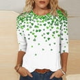 thumbnail image 2 of Wang6 Womens Oversized 3/4 Sleeve St Patricks Day T-Shirt Irish Shamrock Printed Tops Causal Crew Neck Loose Saint Graphic Tees Tunic Shirts Green XXL, 2 of 5