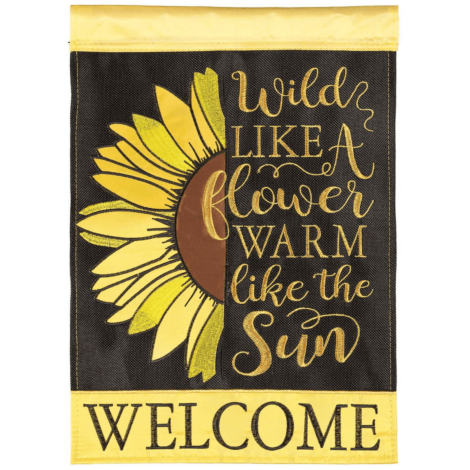 Magnolia Garden Wild Welcome Sunflower Yellow 13 x 18 Polyester Outdoor Hanging Garden Flag