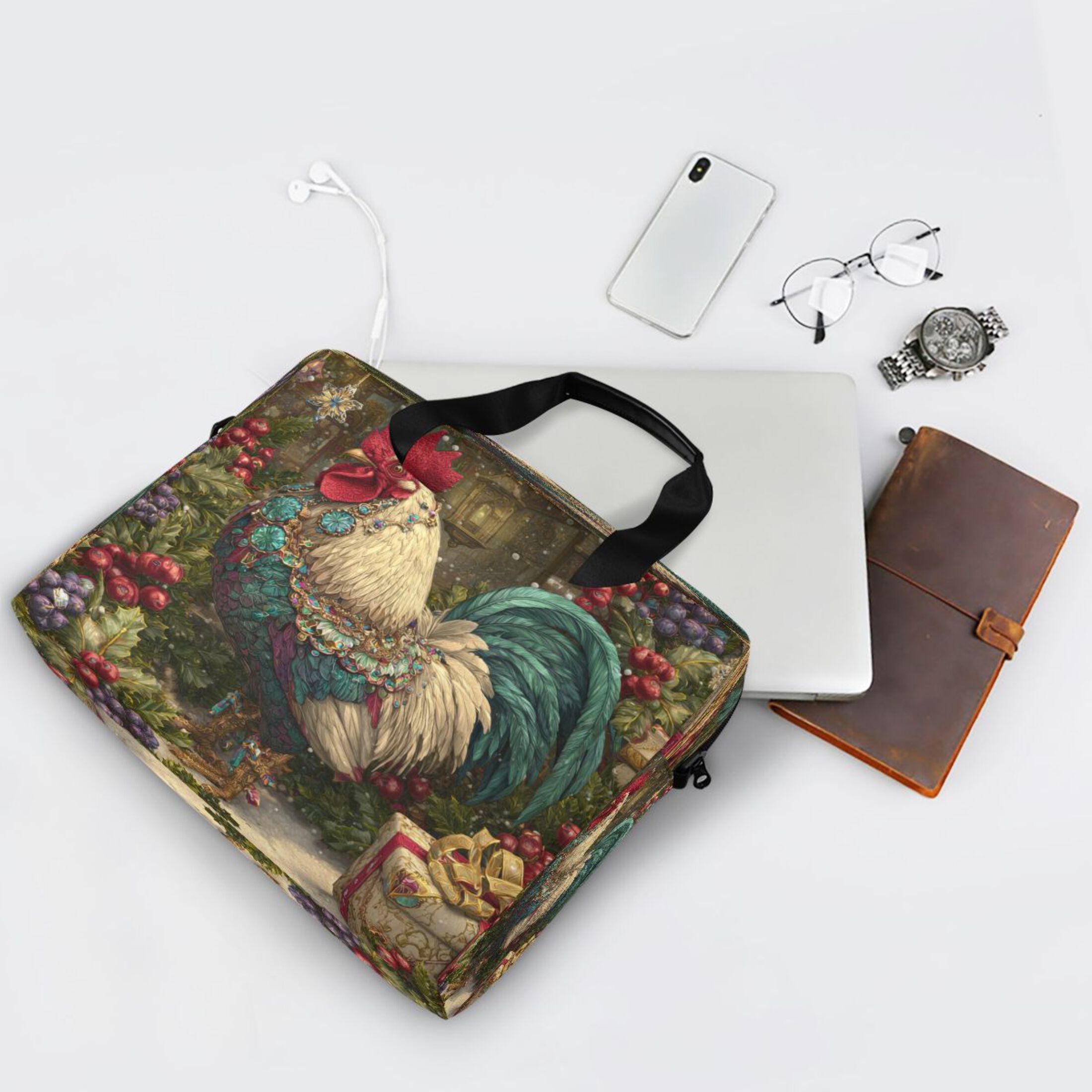 Laptop Bag Laptop Briefcase 15.7 x 3 x 11.8 Inches Laptop Bag Briefcases Laptop Storage Travel Laptop Bag Work Laptop Bag Magical Christmas Rooster