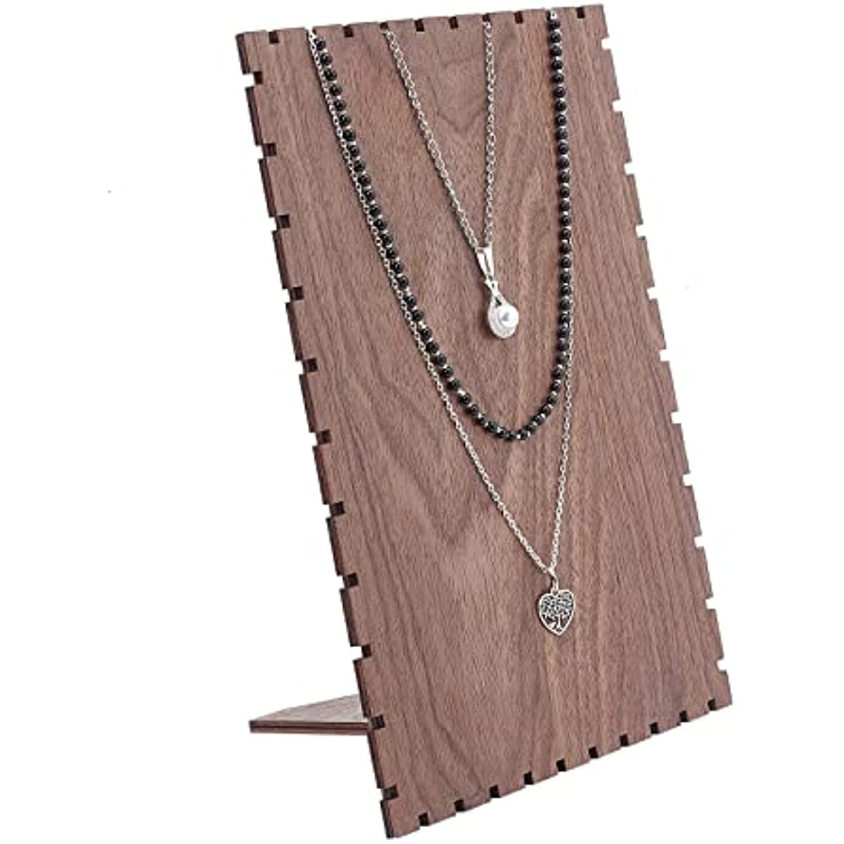 Wood Necklace Display Stand Multiple Necklace Easel Holder Wooden Plank