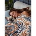 thumbnail image 3 of Blue Burnt Orange Boho Twim XL Size Flat Sheet, Wrinkleproof & Fadeproof Cooling Flat Bed Sheet Only, Antique Southwestern Ethnic Breathable Soft Bedding Top Sheets 66 x 102 Inches, 3 of 8