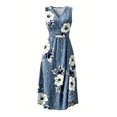 thumbnail image 5 of QUNYINEY Summer Women's Dresses Floral Long A Line Sleeveless Sundress Casual V Neck Vacation Loose Fit Dresses, 5 of 5