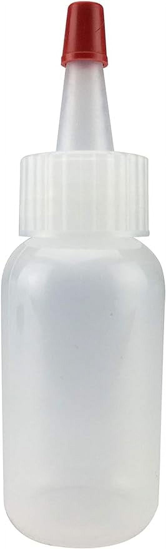 Hobbyland Squeeze Bottles, LDPE Plastic, Natural Boston Round, Yorker Spout Red Caps, Tips have .30 Hole (8oz, 24/410 Neck, 6 Bottles)