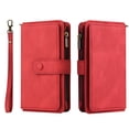 thumbnail image 6 of Dteck OnePlus Nord N200 5G Case, Heavy Duty 15 Card Slots Large Capacity Zipper Pocket 2 in 1 Wallet Phone Case for OnePlus Nord N200 5G, Red, 6 of 6