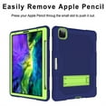 thumbnail image 4 of ELEHOLD Rugged Hybrid Case for iPad Pro 12.9 2022/2021/2020/2018 Three-Layer Full Protection Hidden Kickstand Pencil Holder Shockproof Durable Case for iPad Pro 12.9 inch,Navyblue+Green, 4 of 7