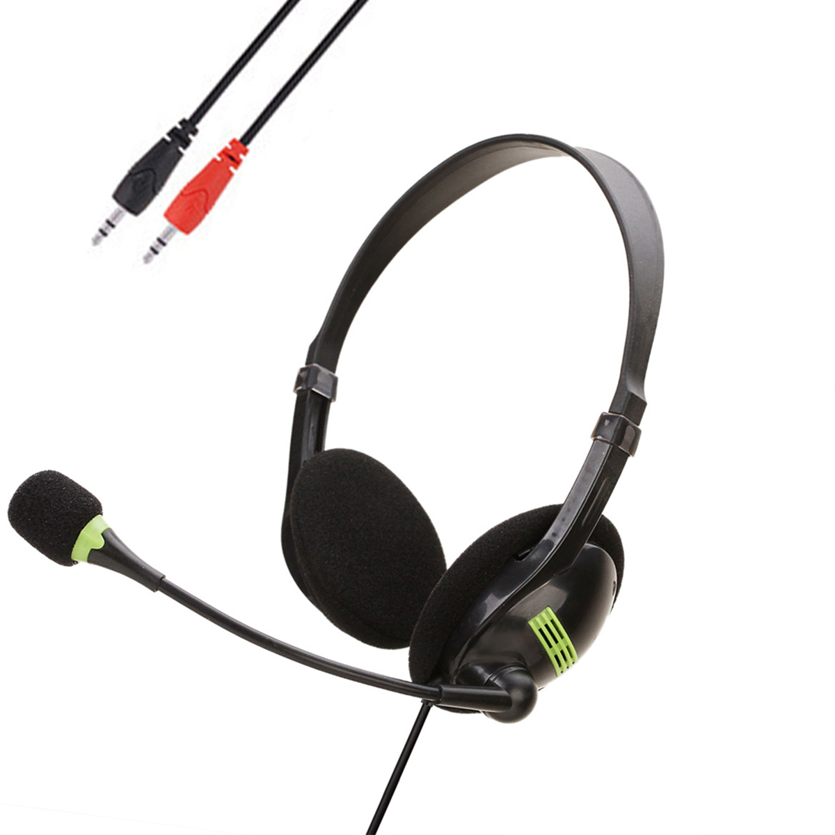 Headset with Microphone Dual 3.5mm plug Headphone with Boom Mic Switch