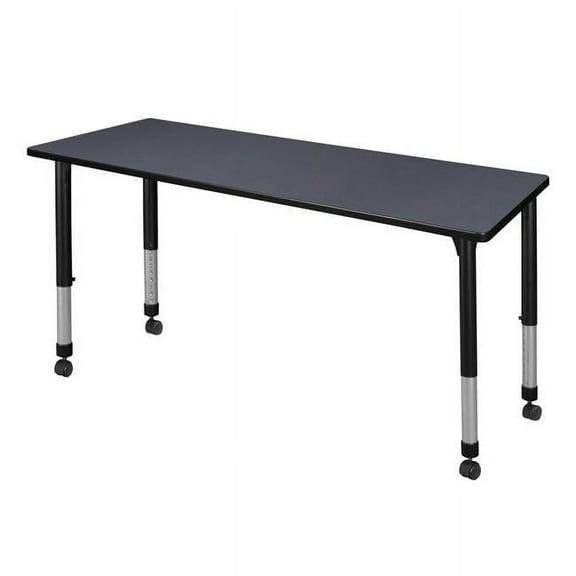 60 x 24 in. Kee Height Adjustable Mobile Classroom Table, Grey