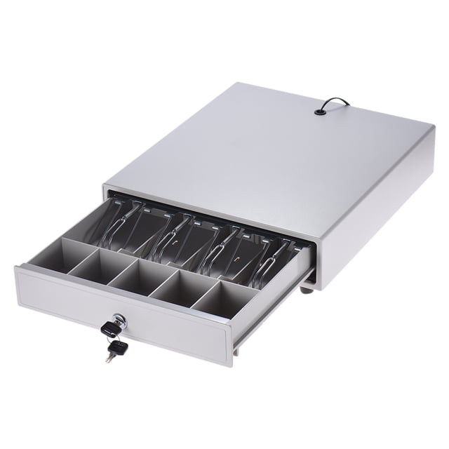 TFixolHeavy Duty Electronic Cash Drawer Box Case Storage 4 Bill 5 Coin Trays Support Push Manual Open Key-lock RJ11 for Epson Star POS Printer Money Register