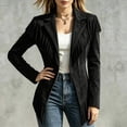 thumbnail image 5 of Women Suede Fringe Jacket Lapel Long Sleeve Open Front Western Coat with Tassel Trim Casual Slim Outerwear for Autumn, 5 of 7