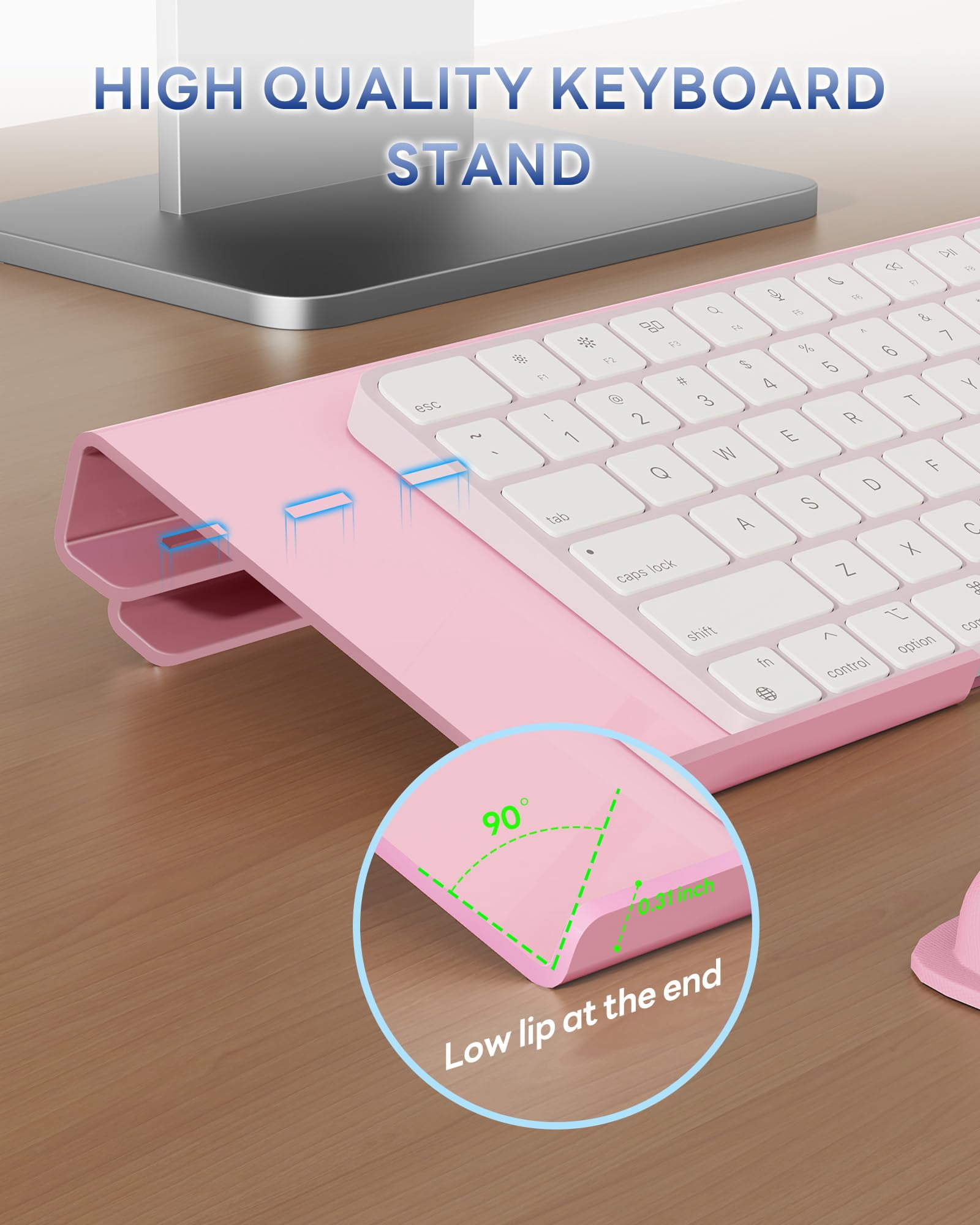 Computer Stand For Desktop  2-level Height Adjustment Wrist Rest Non-slip Key Board Riser Pad Office Gaming And Home Desks(pink)
