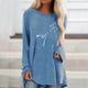 thumbnail image 2 of Camiseta de manga larga informal suelta con cuello redondo y estampado de color liso para mujer Fridja  hj1728, 2 of 4
