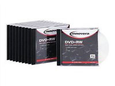 Innovera DVD+RW Discs, 4.7GB, 4x, w/Slim Jewel Cases, Silver, 10/Pack