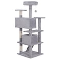 thumbnail image 4 of SuperDeal 55" Cat Tree Tower Double Condo W/Scratching Post Pet Kitty Playhouse, Light Gray, 4 of 10