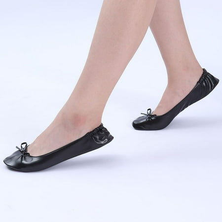 

Tangnade Stylish Shoes Women Foldable Portable Travel Ballet Flat Roll Slipper Shoes Dance Party Shoes