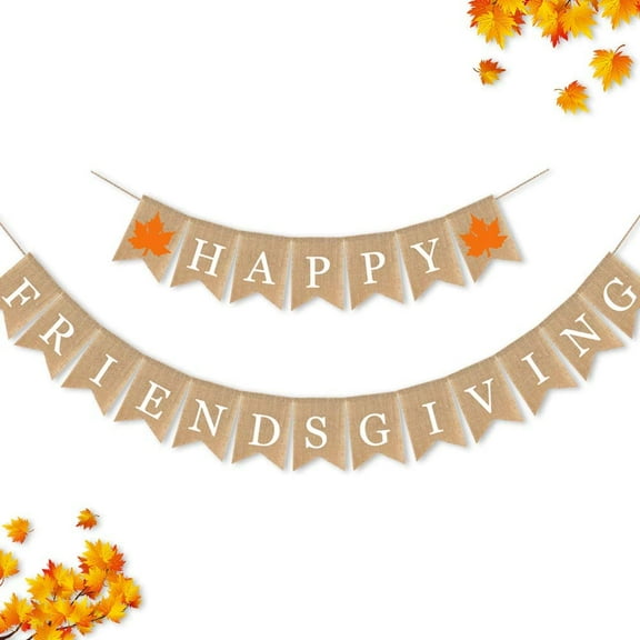 Burlap Happy Friendsgiving Banner Fall Autumn Friend Party Garland Supplies