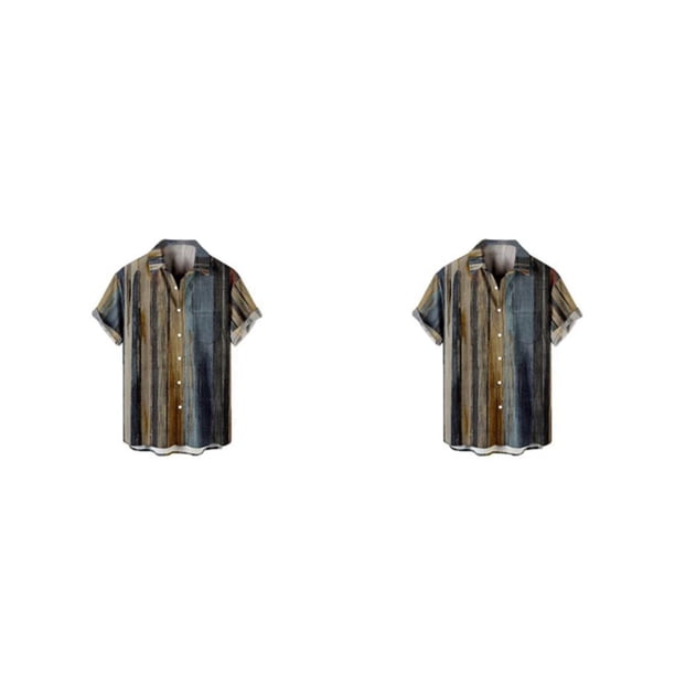 Minnieouse Café Ligero y cómodo Camisas hawaianas para hombres Verano Corto Transpirable Moderno Fácil de limpiar Color café informal XXXL color café XXXL 2piezas