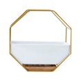 thumbnail image 1 of Octagonal Geometric Metal Iron Rack White Wall Hanging Ceramic Flower Pot Bamboo Tray Iron Frame with 2 Seamless Nails(a Set of White Flower Pot,Gold Iron Frame, Bamboo Tray)(Single Basin Single Rack), 1 of 7