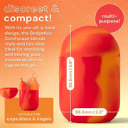 Bodyotics Comfycase - Menstrual Disc/Cup Sterilizer, Wash & Carry Case - Orange & Red - Microwave-Safe, Body-Safe Silicone - Travel-Friendly