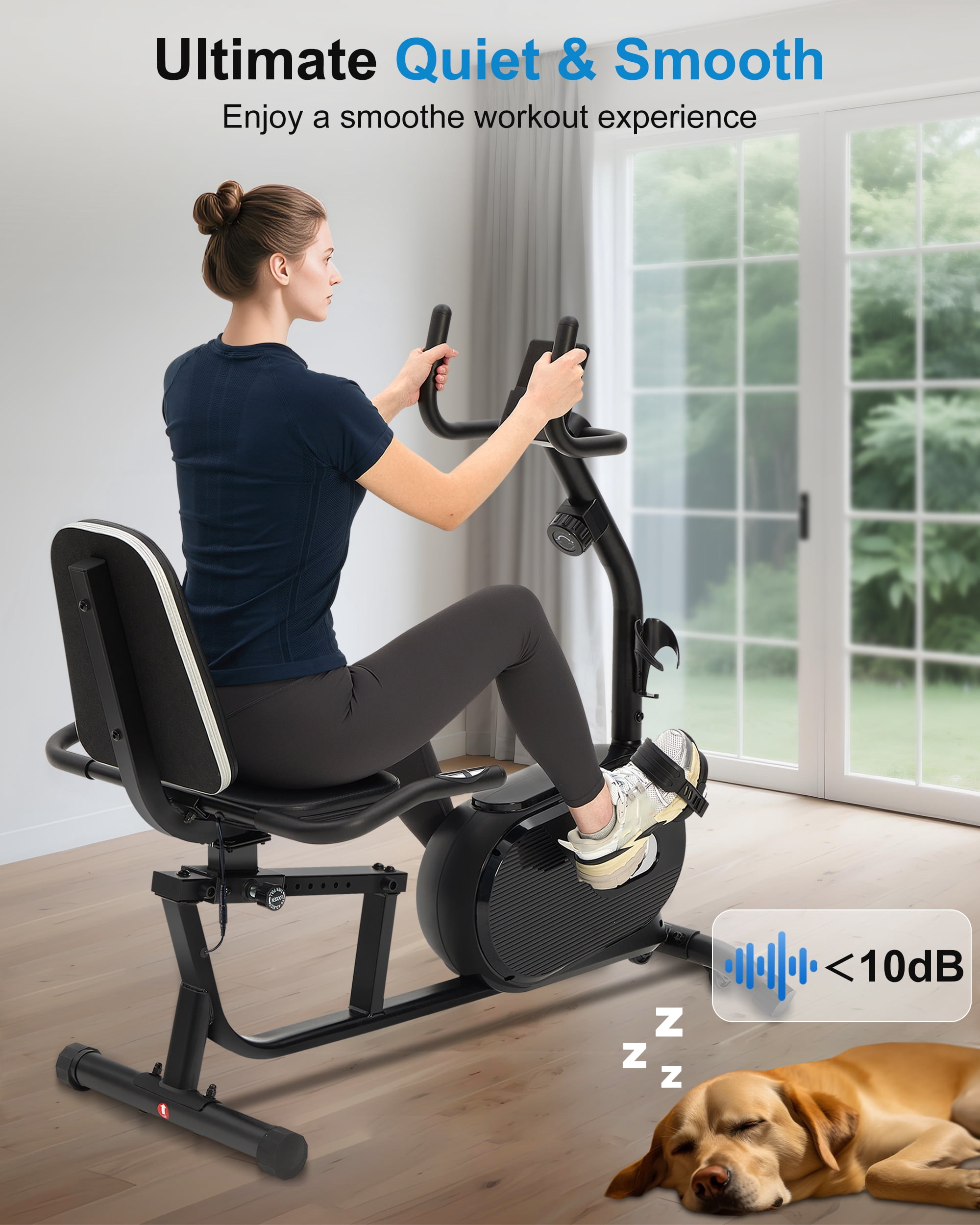 ECHANFIT Recumbent Exercise Bike for Home with Smart Workout App, 380 lb Capacity, 16-Level Resistance