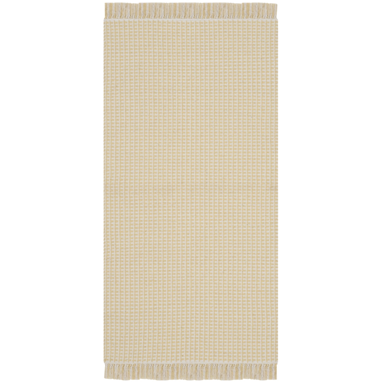 SAFAVIEH Montauk Patton Geometric Cotton Area Rug, Ivory/Yellow, 6' x 6' Square