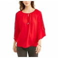 thumbnail image 3 of Lifestyle Attitudes Blouse Women's Size M Red Fluted Sleeve Top, 3 of 3