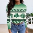 thumbnail image 4 of ASDFVBKG Women St Patrick's Day Shirts: Dressy Crew Neck Basic Long Sleeve Rib Fitted T-Shirts Ribbed Knit Lucky Shamrock Comfortable Tees Army Green L, 4 of 6