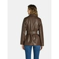 thumbnail image 6 of Time and Tru Women's and Women's Plus Faux Leather Cropped Belted Trench, Sizes XS-3X, 6 of 7