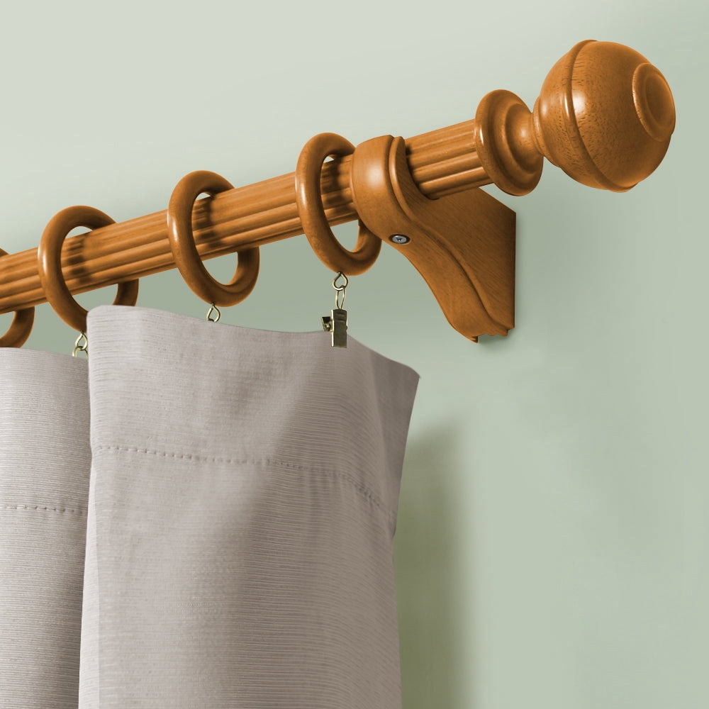 Wood Knob Finials in Heritage Oak for 1-3/8" Wood Pole (2-Pack)
