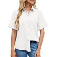thumbnail image 3 of Camisa Informal de Corta con Botones para Mujer, Blusa de Trabajo con Cuello y Bolsillo XL, 3 of 9