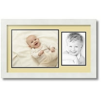 ArtToFrames Collage Photo Picture Frame with 1 - 8x10, 5x7" Openings, Framed in White with Buttercup and Black Mats (CDM-3966-190)