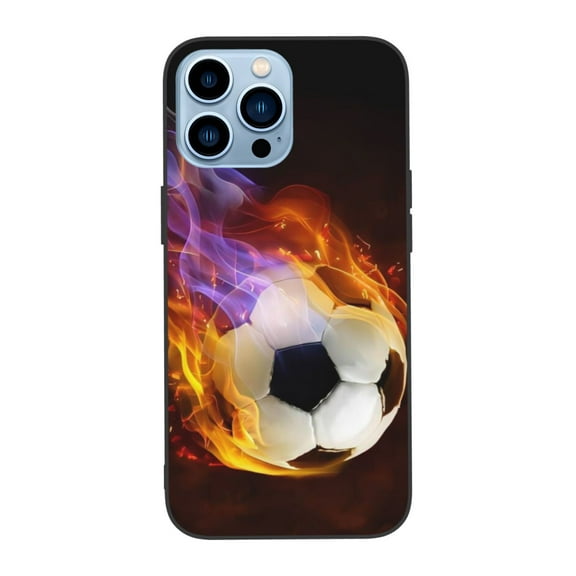DMERBYL Case Compatible with iPhone 15 Pro Max(6.7 Inch) Case, Football on fire 1 Case for iPhone Cases for Man Boys Girls Shock of Rugged Cover Case for iPhone