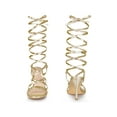 thumbnail image 5 of BLISSFUL STEP Snakeskin Print Strappy Lace Up Stiletto Heel Sandals for Women Gold (Size 6.5), 5 of 6