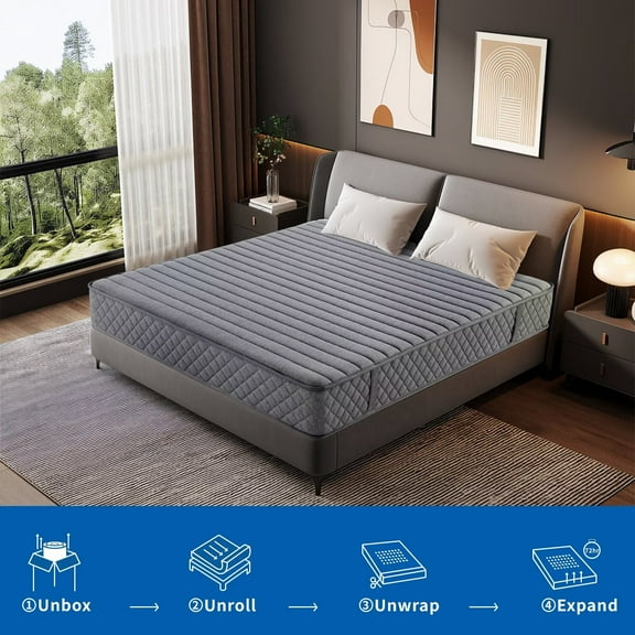 12 Inch King Mattress, Mattress in a Box for Motion Isolation & Body Support, King Mattresses with Comfort Foam by CertiPUR-US Certified & Individual Pocket Innerspring