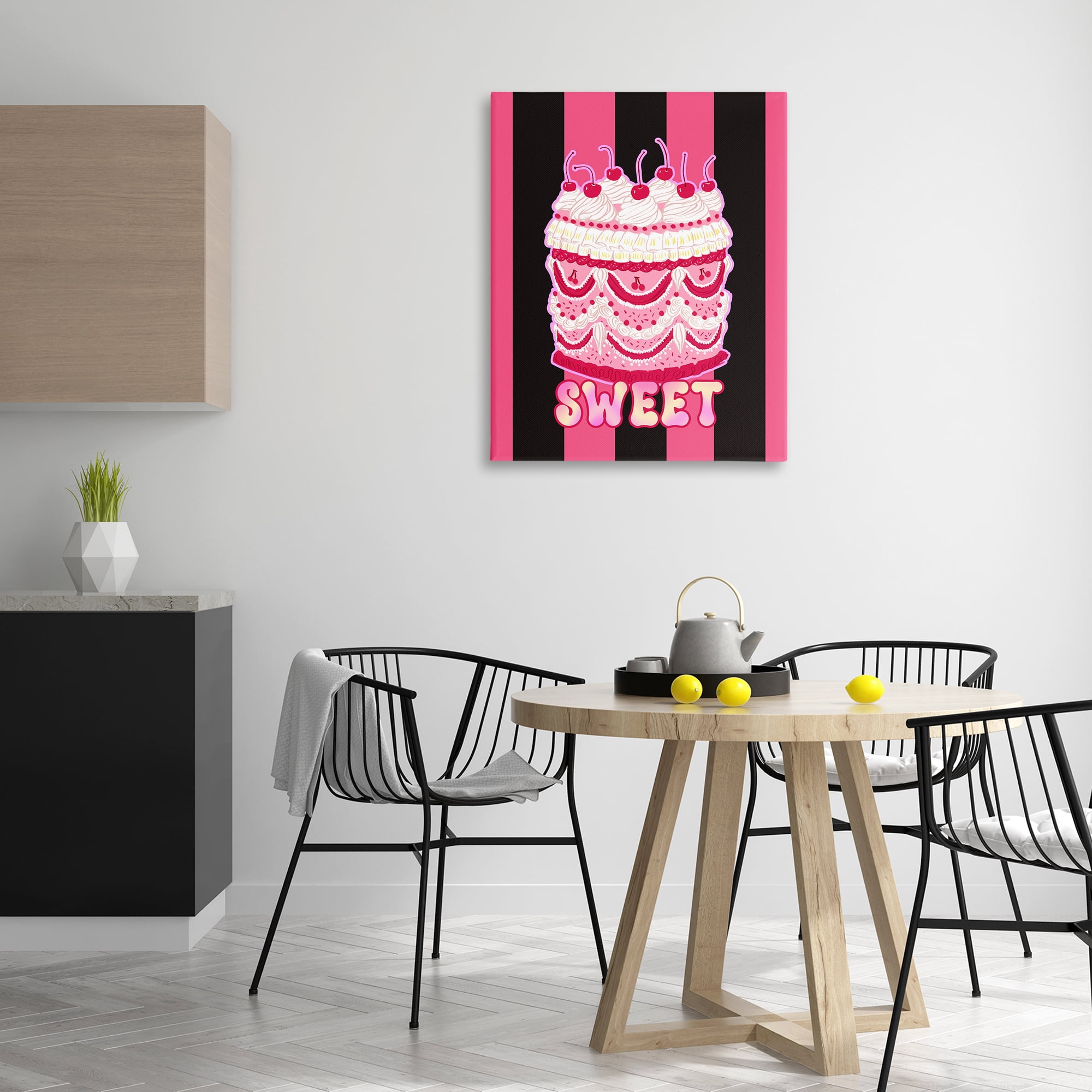Stupell Industries Sweet Cake with Stripes Food & Beverage Painting Gallery Wrapped Canvas Art Print Wall Art, 30 x 40