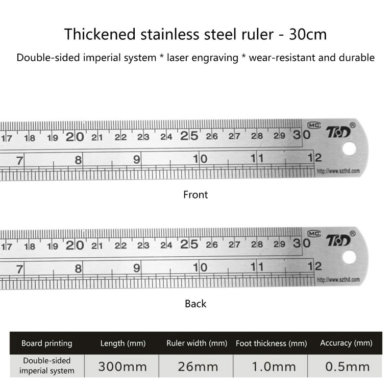 Metal Straight Edge Ruler Stainless Steel Ruler 6 Inch/8 Inch/12 Inch Ruler  Drawing Measuring Ruler Tool School Office 