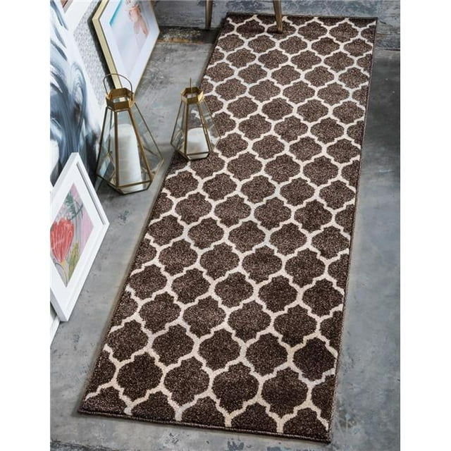 Unique Loom 3115831 2 ft. 7 in. x 10 ft. Philadelphia Trellis Runner Rug, Dark Brown
